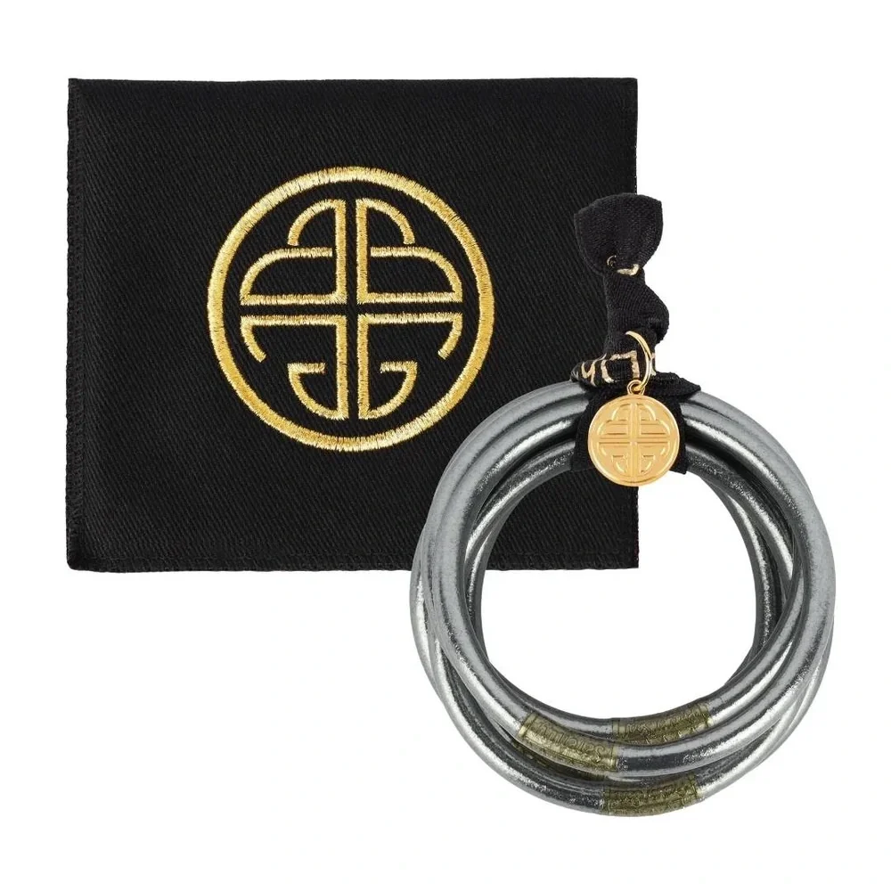 BUDHAGIRL Graphite All Weather Bangles® (Set of 6) Serenity Prayer | Small | NWT - Picture 5 of 6